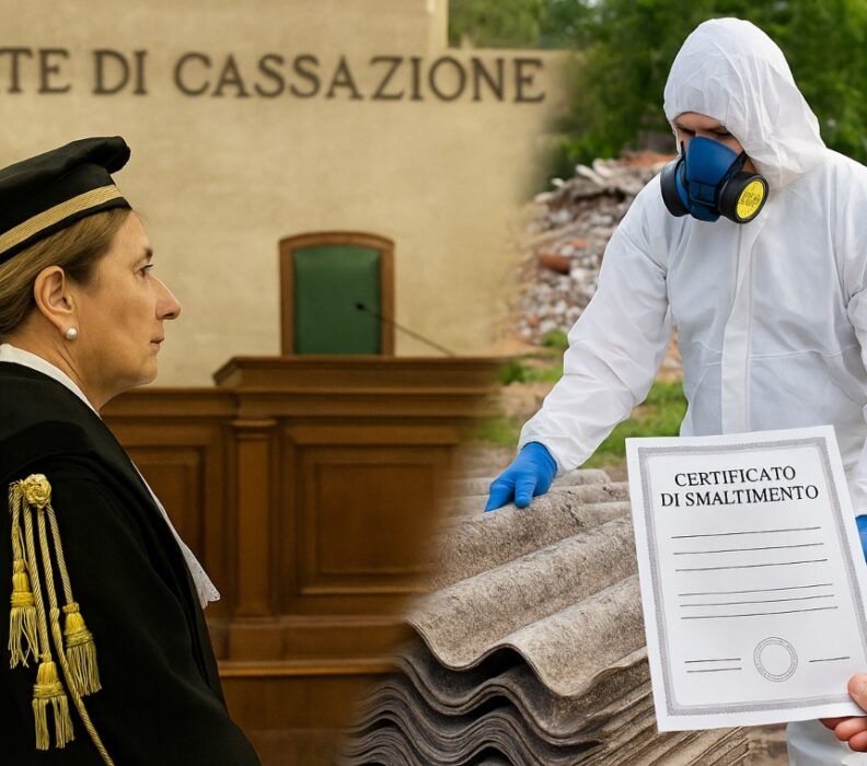 Bonifica dell’amianto e responsabilità dell’appaltatore: la Cassazione conferma l’obbligo del certificato di smaltimento